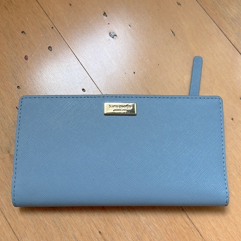 Kate Spade Laurel Way Stacy Saffiano leather Wallet Light Blue